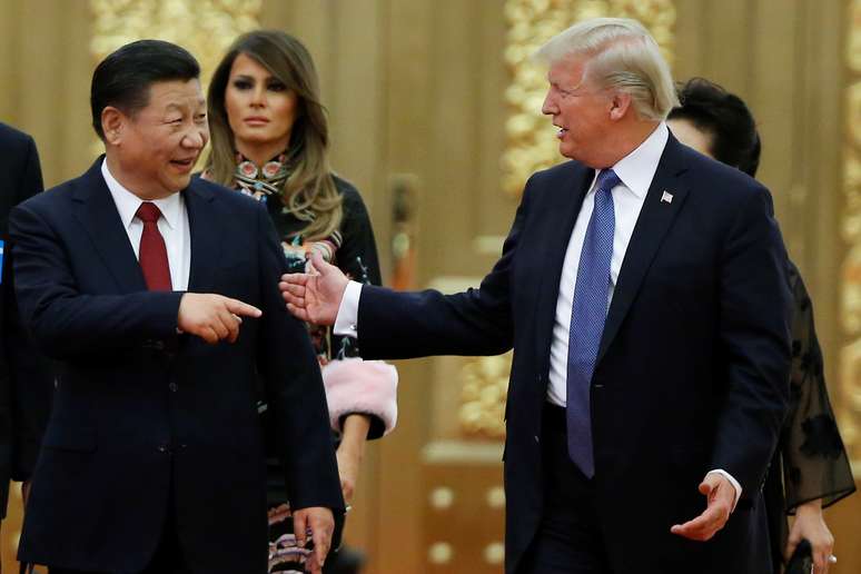 Trump e Xi Jinping em Pequim
 9/11/2017   REUTERS/Thomas Peter