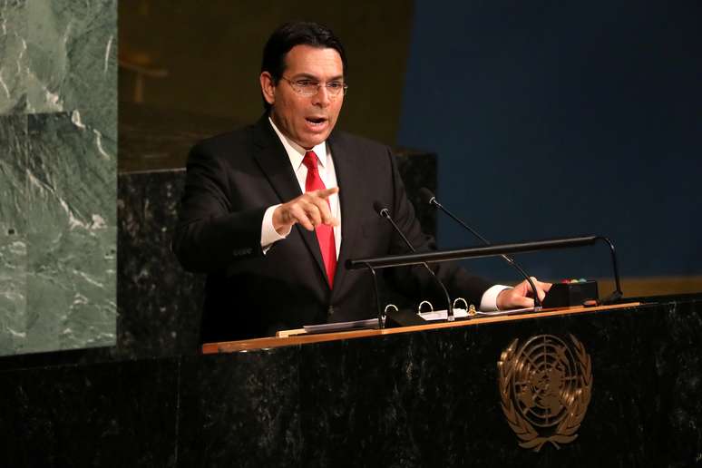 Embaixador de Israel na ONU, Danny Danon, discursa na sede da entidade em Nova York
13/06/2018 REUTERS/Mike Segar