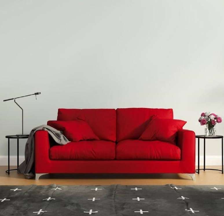 55. Modelo vermelho de sofá para sala pequena – Foto: Istock