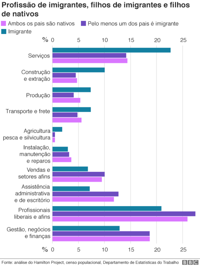 Gr&aacute;fico sobre profiss&atilde;o de migrantes
