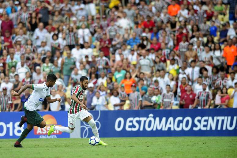 O jogador Everaldo do Fluminense durante a partida entre Fluminense e Am&eacute;rica MG