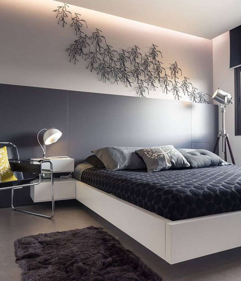 47. Além de beleza, o tapete para quarto é responsável por deixar o ambiente mais aconchegante – Foto: Casa de Valentina