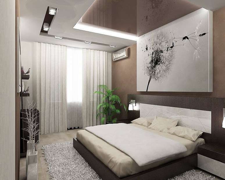 62. Tapete felpudo para quarto de casal com cama japonesa – Foto: Yandex