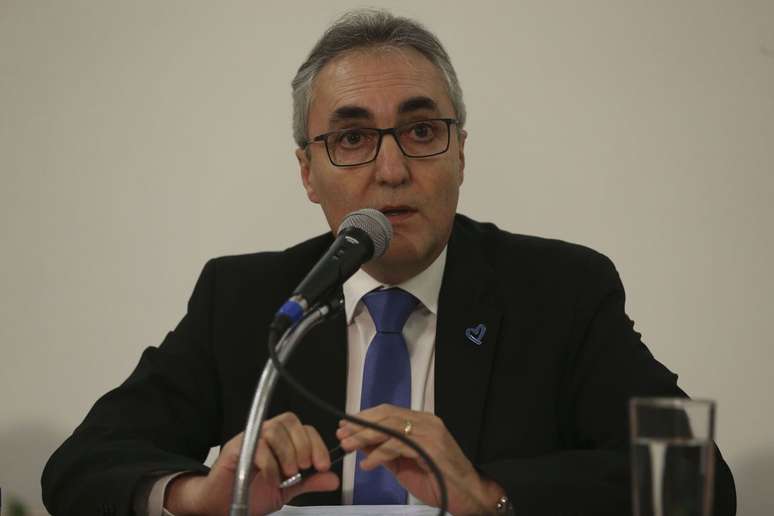 O secretário nacional de Justiça, Luiz Pontel de Souza, durante o lançamento do 3º Plano Nacional de Enfrentamento ao Tráfico de Pessoas.