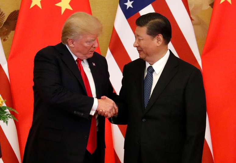 Presidente dos Estados Unidos, Donald Trump, e presidente da China, Xi Jinping, em Pequim 09/11/2017 REUTERS/Jonathan Ernst 