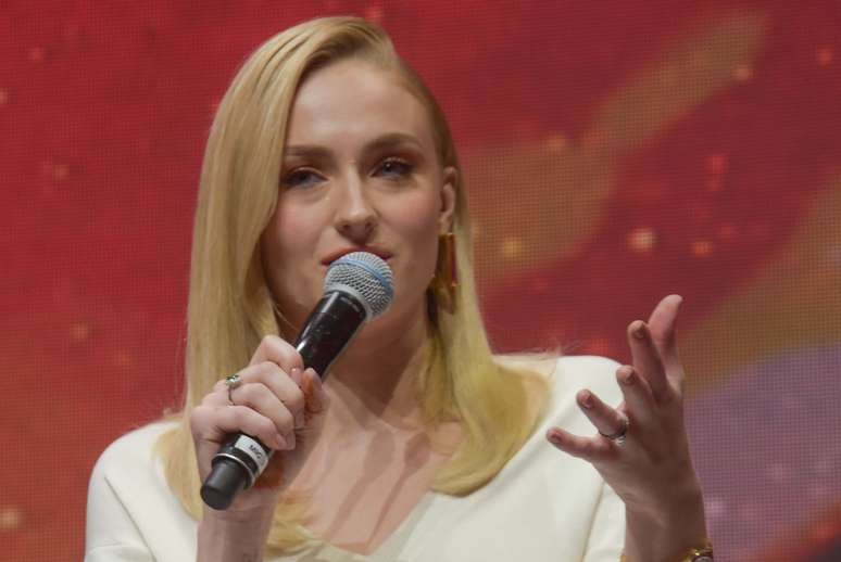 A atriz Sophie Turner, do filme X-Men: Fênix Negra, na CCXP18