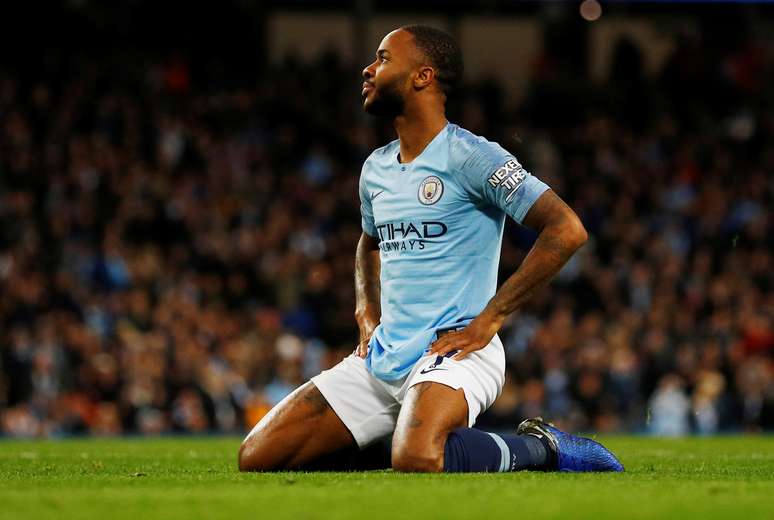 Raheem Sterling durante partida do Manchester City