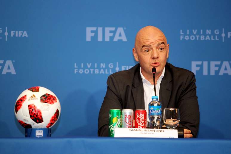 O presidente da Fifa, Gianni Infantino, durante coletiva de imprensa em Doha, no Catar
13/12/2018
REUTERS/Naseem Zeitoon