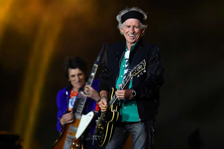 Keith Richards durante show dos Rolling Stones em Londres
 22/5/2018   REUTERS/Dylan Martinez 