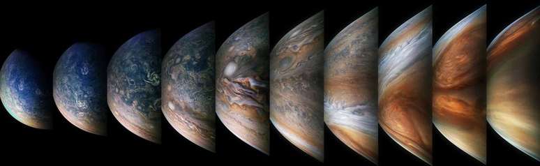 Imagens de Júpiter foram baixadas e processadas, revelando novos detalhes da superfície do planeta.