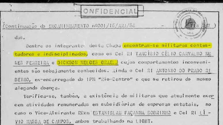 O documento que menciona o pai de Lars e Torben Grael, Dickson Melges, como 'indisciplinado'