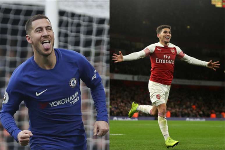 Hazard é o destaque dos Blues e Torreira é um dos grandes nomes dos Gunners (Foto: AFP)