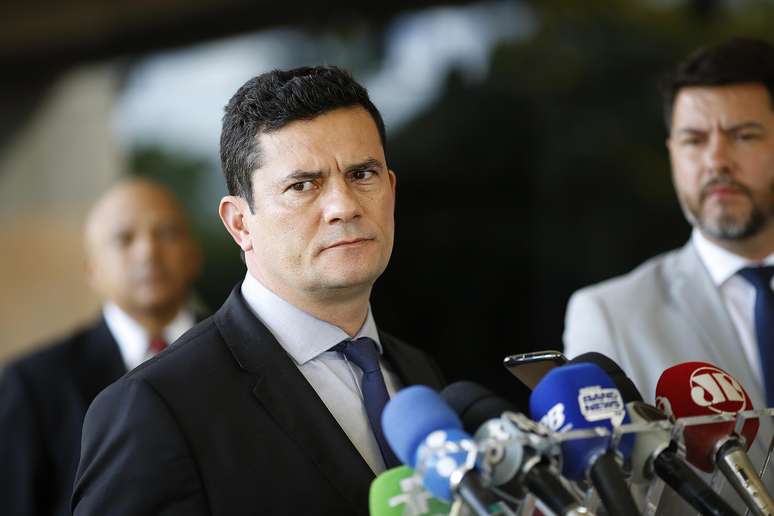 Sérgio Moro, durante entrevista coletiva para anunciar que a subprocuradora-Geral da República Maria Hilda Marsiaj Pinto vai chefiar a Secretaria Nacional de Justiça (SNJ), no Centro Cultural Banco do Brasil (CCBB)