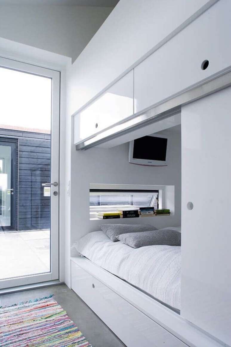 4. A principal vantagem do quarto planejado solteiro pequeno é poder otimizar o espaço – Foto: Pinterest