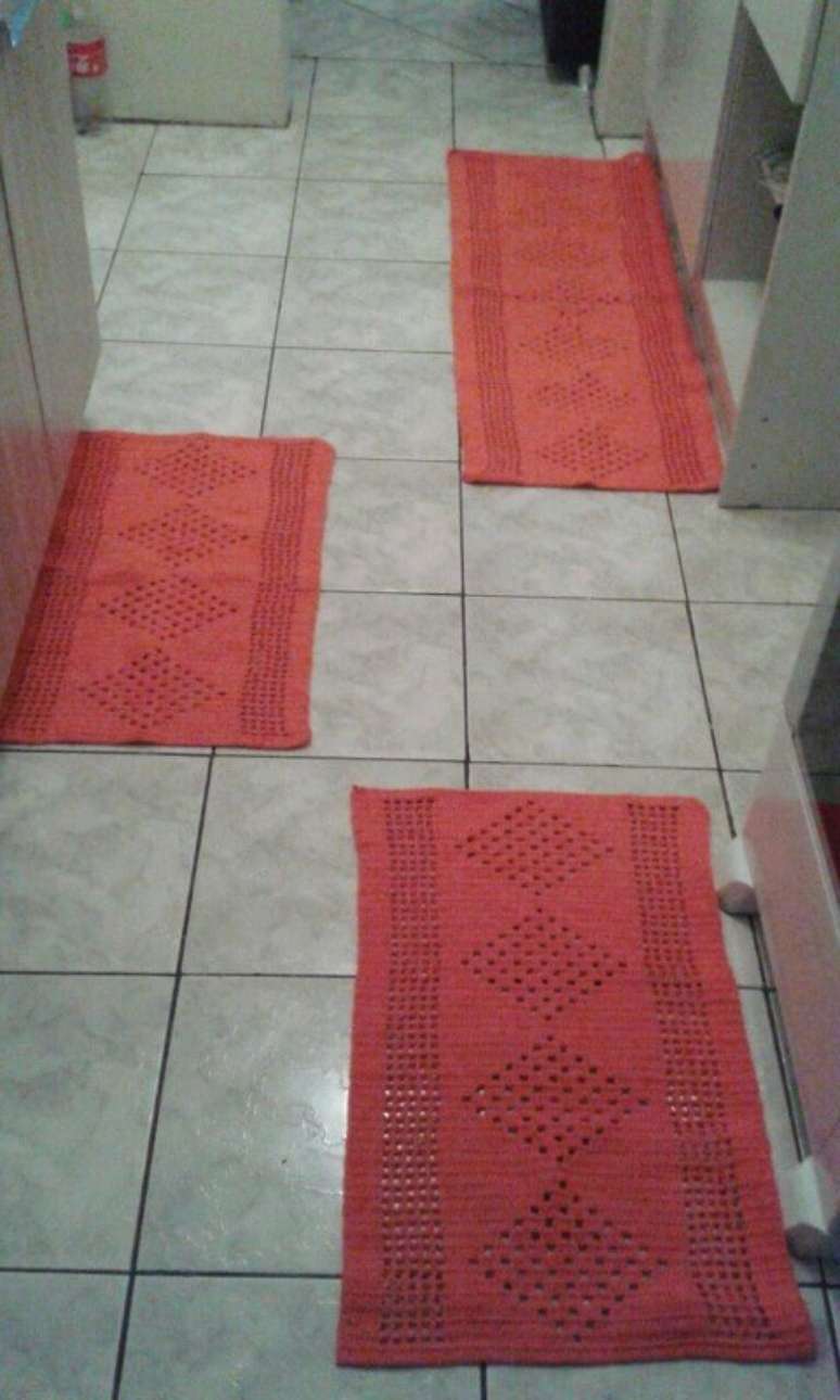 33. Jogo de croch&ecirc; para cozinha cor de rosa. Foto de Croch&ecirc; da Carla