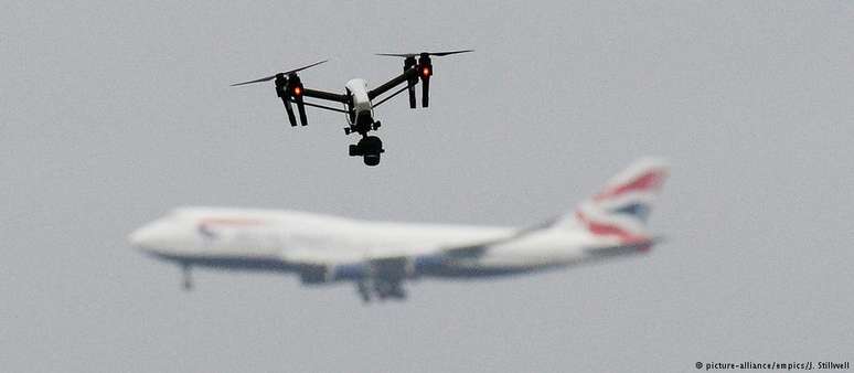 Desde julho de 2018, drones estão proibidos de voar num raio de um quilômetro de aeroportos britânicos