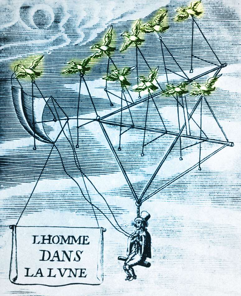 Domingo Gonsales, protagonista de 'O Homem na Lua', viajava puxado por gansos