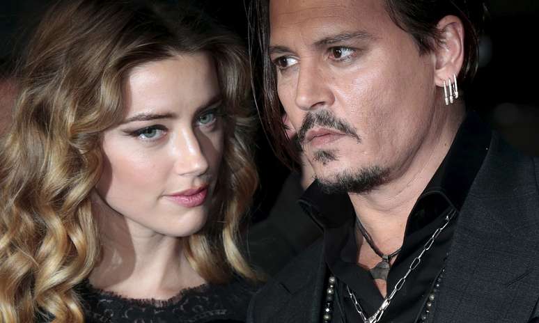 Amber Heard e Johnny Depp durante evento em Londres, em 2015