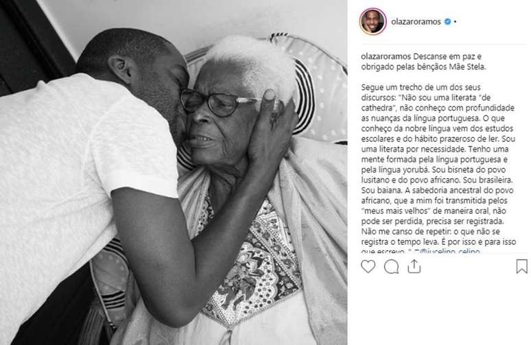 Ator Lázaro Ramos também relembrou encontro com Mãe Stella de Oxóssi