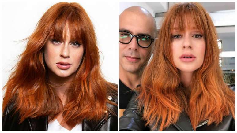 Marina Ruy Barbosa e o cabeleireiro Anderson Couto, respons&aacute;vel pelo novo visual (Fotos: Reprodu&ccedil;&atilde;o/Instagram)