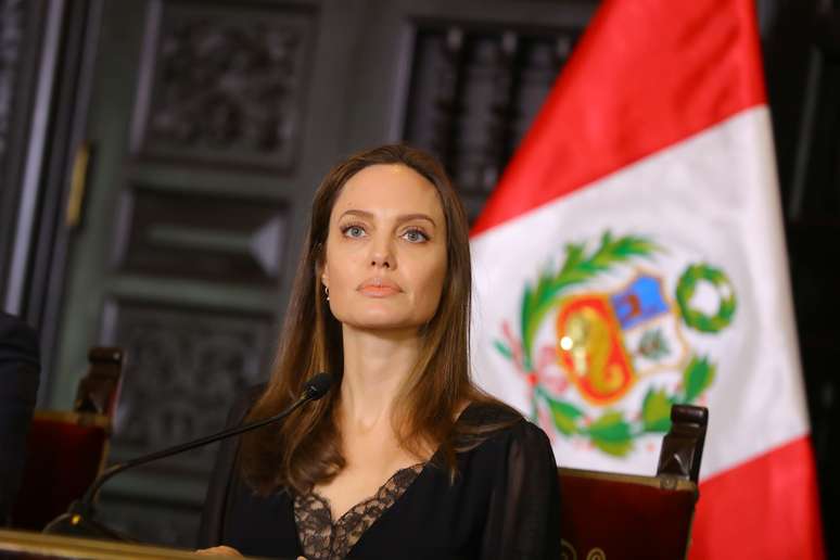 Enviada especial da ag&ecirc;ncia de refugiados da ONU Angelina Jolie durante coletiva de imprensa em Lima, no Peru 23/09/2018 Pal&aacute;cio do Governo do Peru/Andres Valle/Divulga&ccedil;&atilde;o via REUTERS 