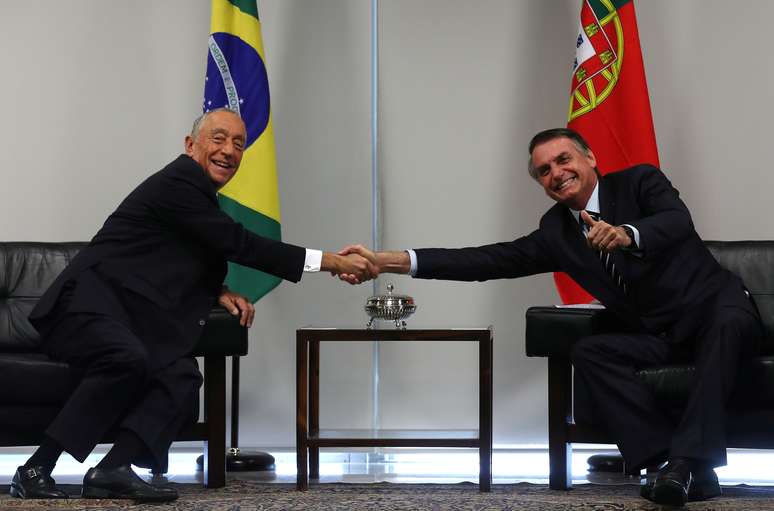 Presidente Jair Bolsonaro cumprimenta presidente de Portugal, Marcelo Rebelo de Sousa
02/01/2019
REUTERS/Ricardo Moraes