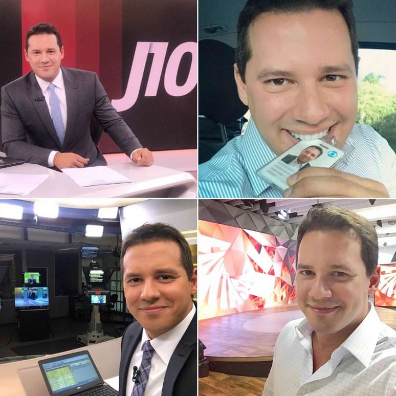 Em sentido horário: Dony na época da GloboNews, na chegada à Globo para comandar o JH, no estúdio do telejornal vespertino e na redação do Fantástico