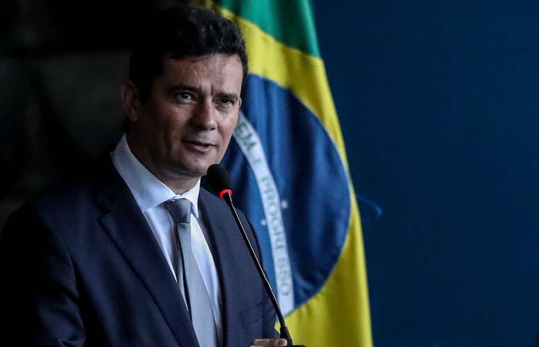 O novo ministro da Justiça e Segurança Pública, Sérgio Moro, durante cerimônia para receber a pasta de seu antecessor, Raul Jungmann