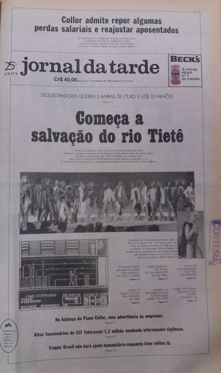 Reportagem do 'Jornal da Tarde' sobre acordo para limpar o Tietê