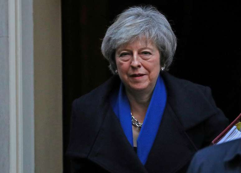 A primeira-ministra brit&acirc;nica, Theresa May, em Londres