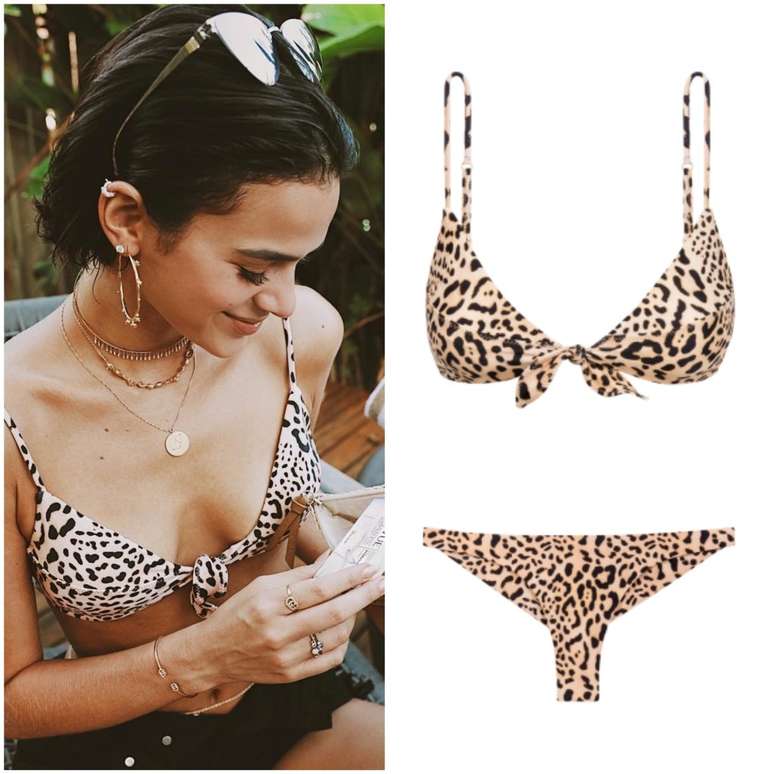 Bruna Marquezine com biquíni em animal print (Fotos: @brumarquezine/Instagram/Reprodução - Vix/Reprodução)