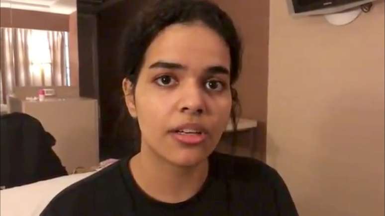 Rahaf Mohammed al-Qunun em Bangcoc
07/01/2019
TWITTER/@rahaf84427714/via REUTERS