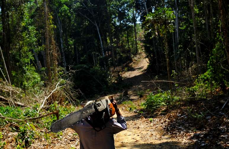 Homem carrega motosserra em floresta perto de Itaituba (PA)
07/08/2017
REUTERS/Nacho Doce