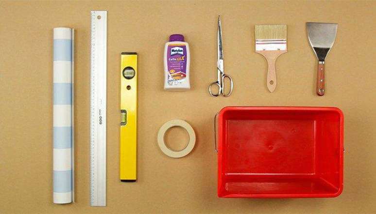 2. Materiais para como colocar papel de parede