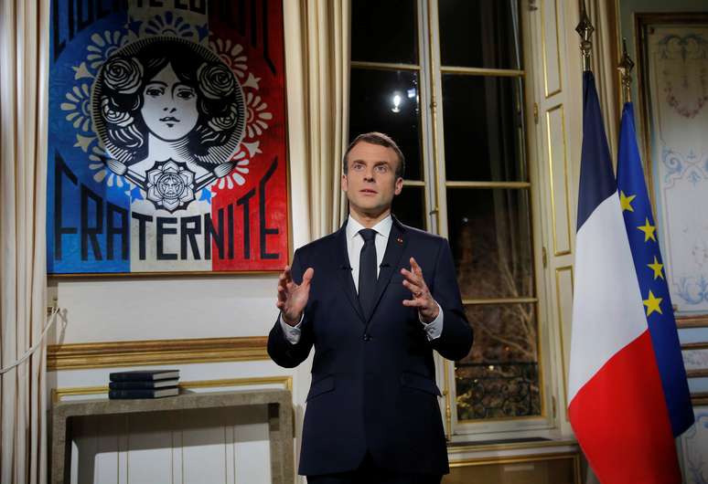 Presidente da França, Emmanuel Macron, no Palácio do Eliseu
31/12/2018 Michel Euler/Pool via REUTERS