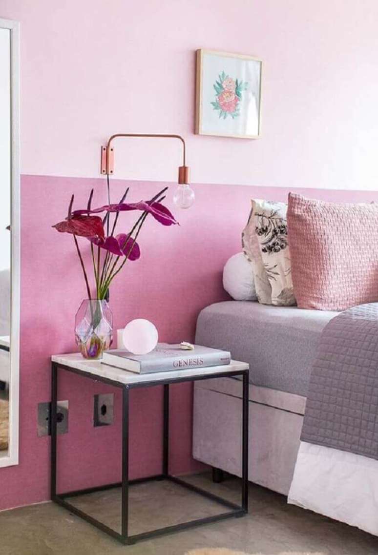 31. Os tons de rosa são cores para pintar quarto feminino que dão um ar mais delicado ao ambiente – Foto: Pinterest