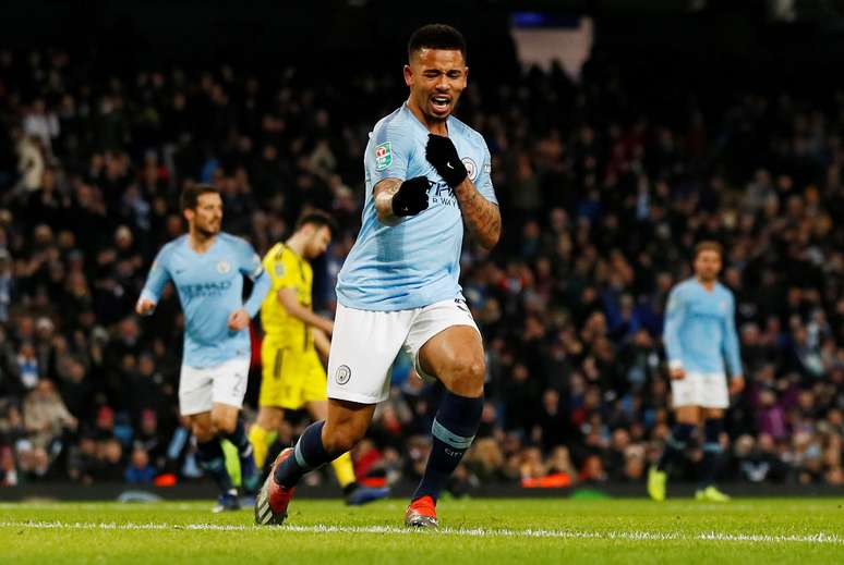 Gabriel Jesus celebrando gol pelo Manchester City
