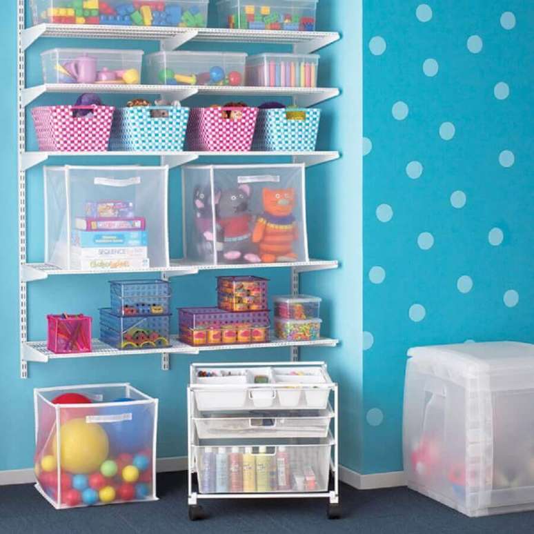 11. A caixa organizadora infantil é a melhor forma de manter o quarto das crianças sempre em ordem – Foto: Maison Cybèle