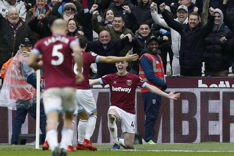 Declan Rice marcou o gol da partida (Foto: AFP)