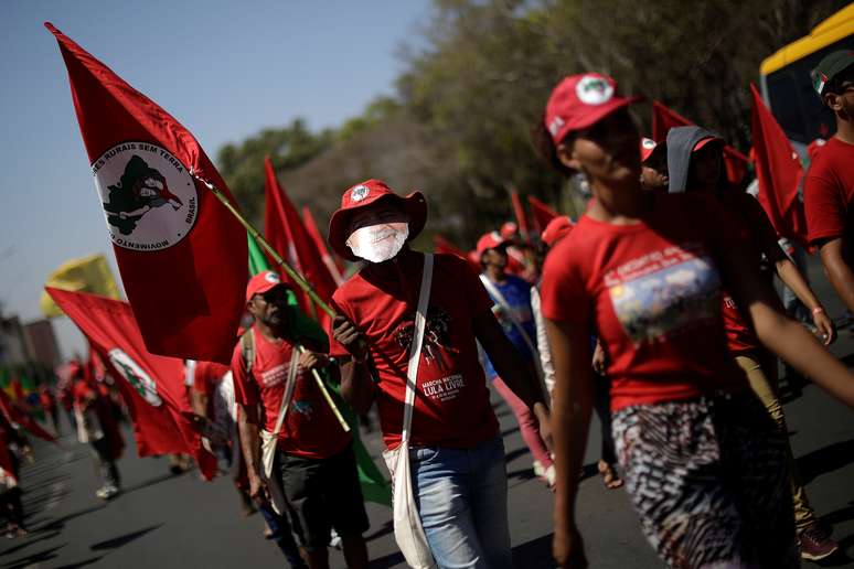 Integrantes do Movimento dos Trabalhadores Sem Terra (MST) em Brasília 14/08/ 2018. REUTERS/Ueslei Marcelino