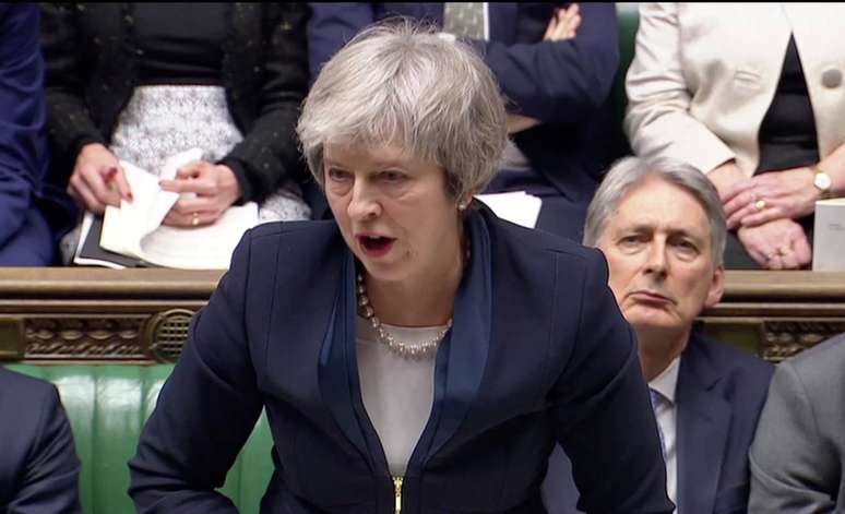 Primeira-ministra britânica, Theresa May, discursa antes de votação de acordo para o Brexit
15/01/2019
Reuters TV via REUTERS