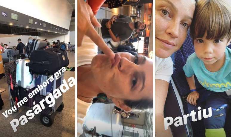 Stories publicados por Luana Piovani no aeroporto, antes de sair do Brasil.