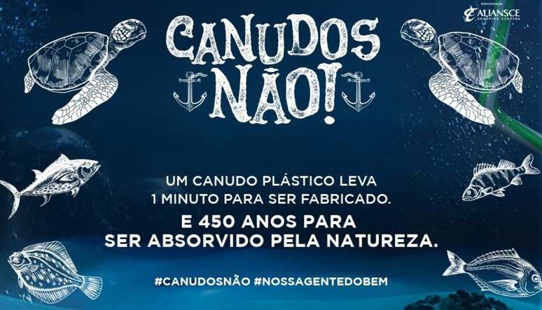 Campanha contra a utilização de canudos do Shopping Taboão.