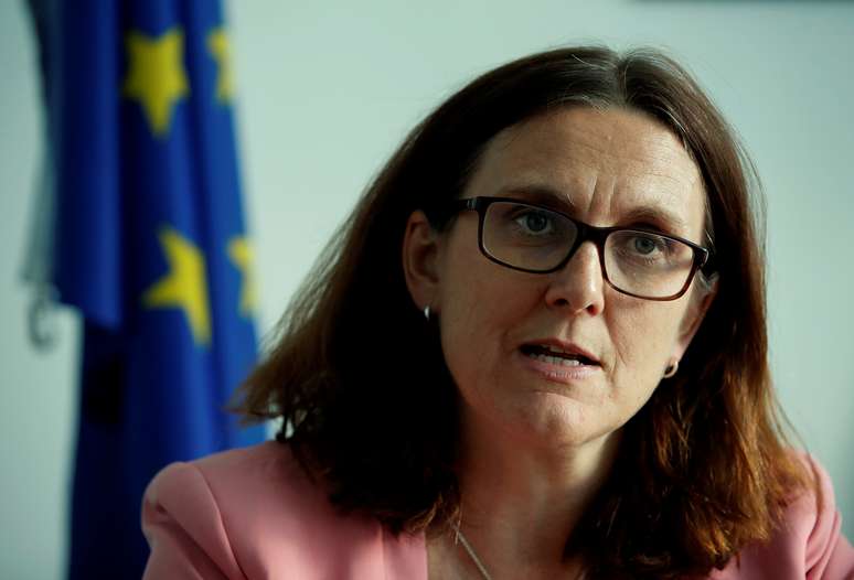 Comissária de Comércio da União Europeia, Cecilia Malmström, durante entrevista à Reuters em Genebra
04/06/2018 REUTERS/Denis Balibouse