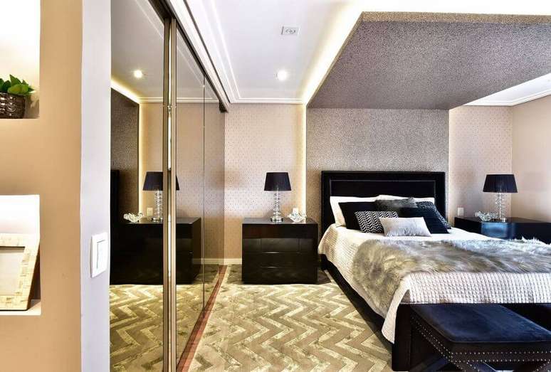 46. Alguns detalhes também podem deixar os quartos modernos com um toque mais sofisticado – Foto: Tetriz Arquitetura e Interiores