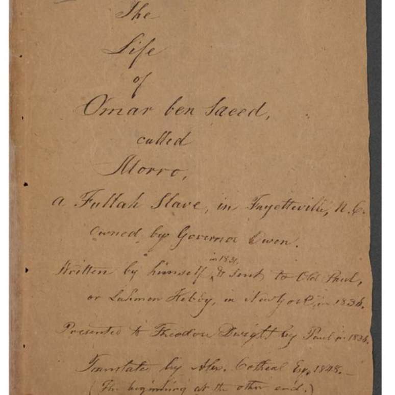 T&iacute;tulo (em ingl&ecirc;s) da autobiografia de Omar Ibn Said