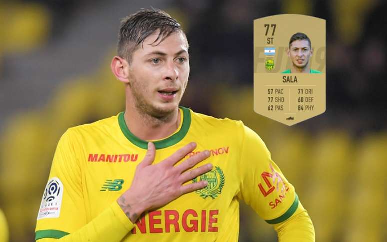 Sala em campo pelo Nantes e sua carta no Ultimate Team (Foto: Divulgação)