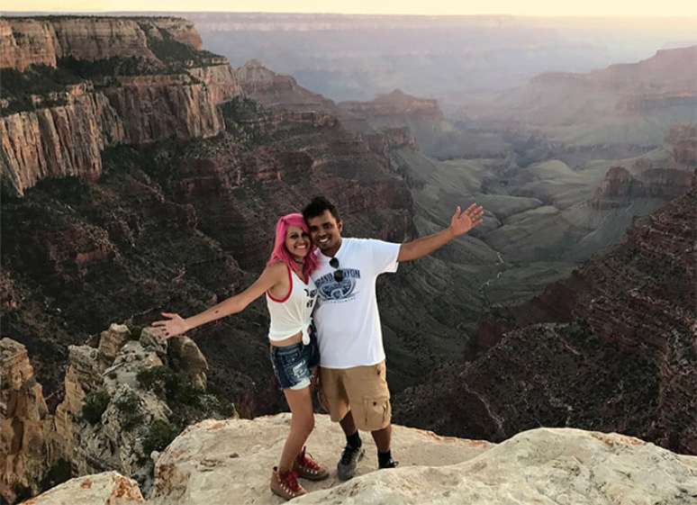 Meenakshi Moorthy e Vishnu Viswananth: casal indiano morreu no Parque Yosemite fazendo uma selfie, em outubro de 2018