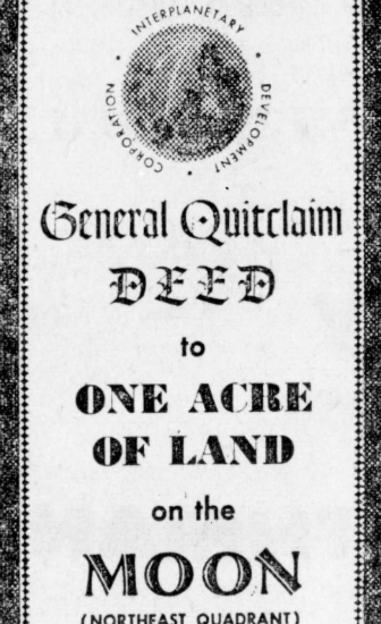 Uma 'escritura de posse da Lua' de 1955; presen&ccedil;a de min&eacute;rios valiosos deve despertar corrida de pa&iacute;ses e empresas ao corpo celeste
