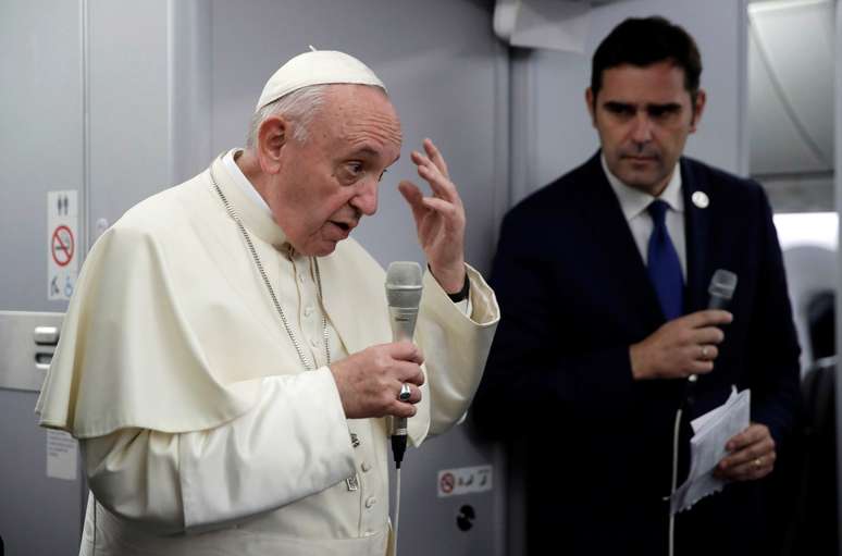 Papa Francisco d&aacute; entrevista coletiva a bordo do avi&atilde;o papal
27/01/2019
Alessandra Tarantino/Pool via REUTERS